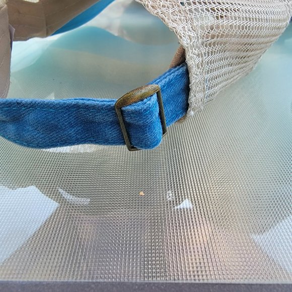 Color Block Baseball Cap Unisex Mesh Back Adjustable Sky Blue Tan OSFM New - Picture 5 of 12